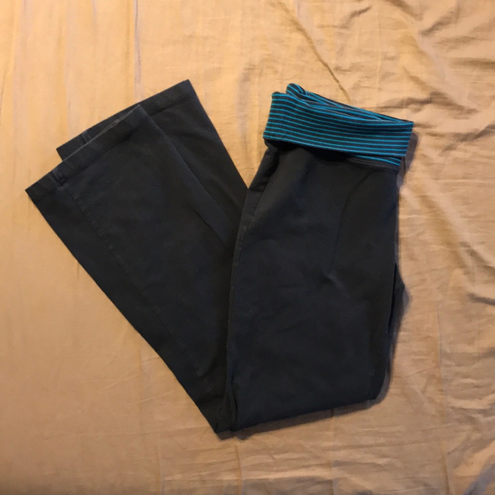 High Waist Yoga pants - Teal and Gray Medium